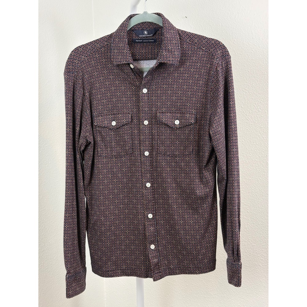 Hart Schaffner Marx HartSoft Luxury 100% Cotton Print Shirt Men's Small
